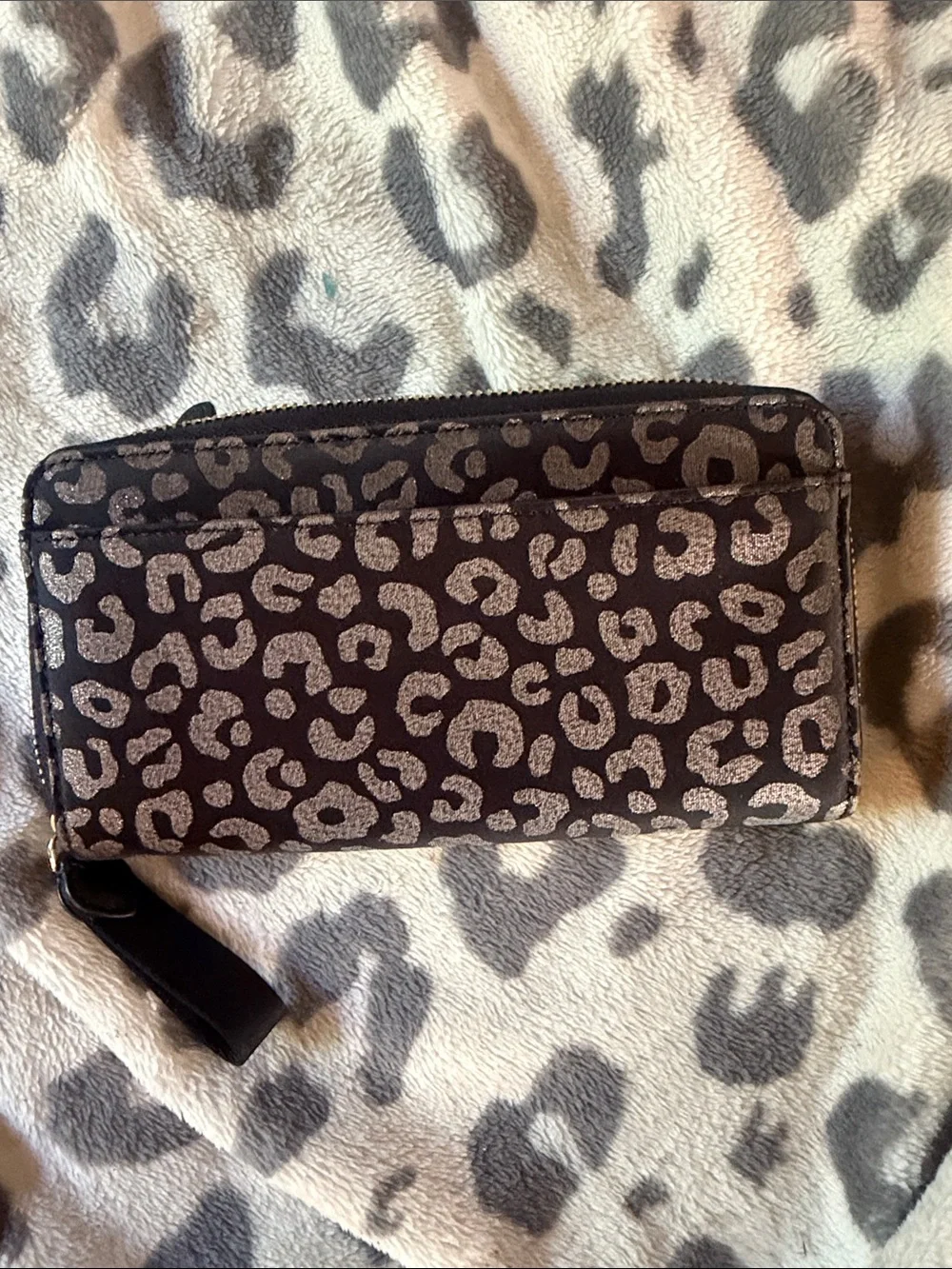 Kate Spade Metallic Leopard Print Zip Around Continental Wallet